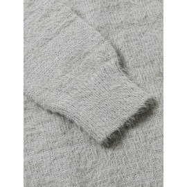 Off Shoulder Fuzzy Dress, Casual Long Sleeve Bodycon Dress, Women's Clothing