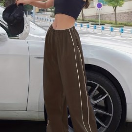 Y2K Loose Pants, Elastic Waist Casual Quick Dry Pants For Spring & Summer, Women's Clothing